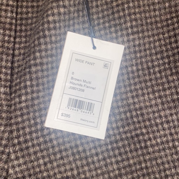 ❌SOLD❌Theory wide pant brown multi hounds flannel NWT $395 size 0 designer - Picture 7 of 9